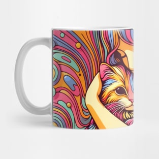 Psychedelic Girl and Cat Mug